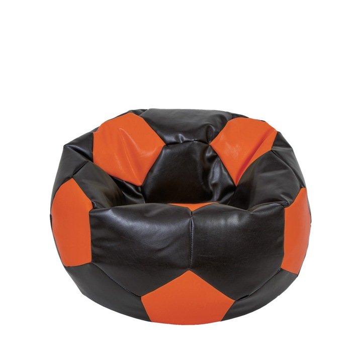 Fotoliu puf Mondo Ball - imitatie piele - wenge/portocaliu