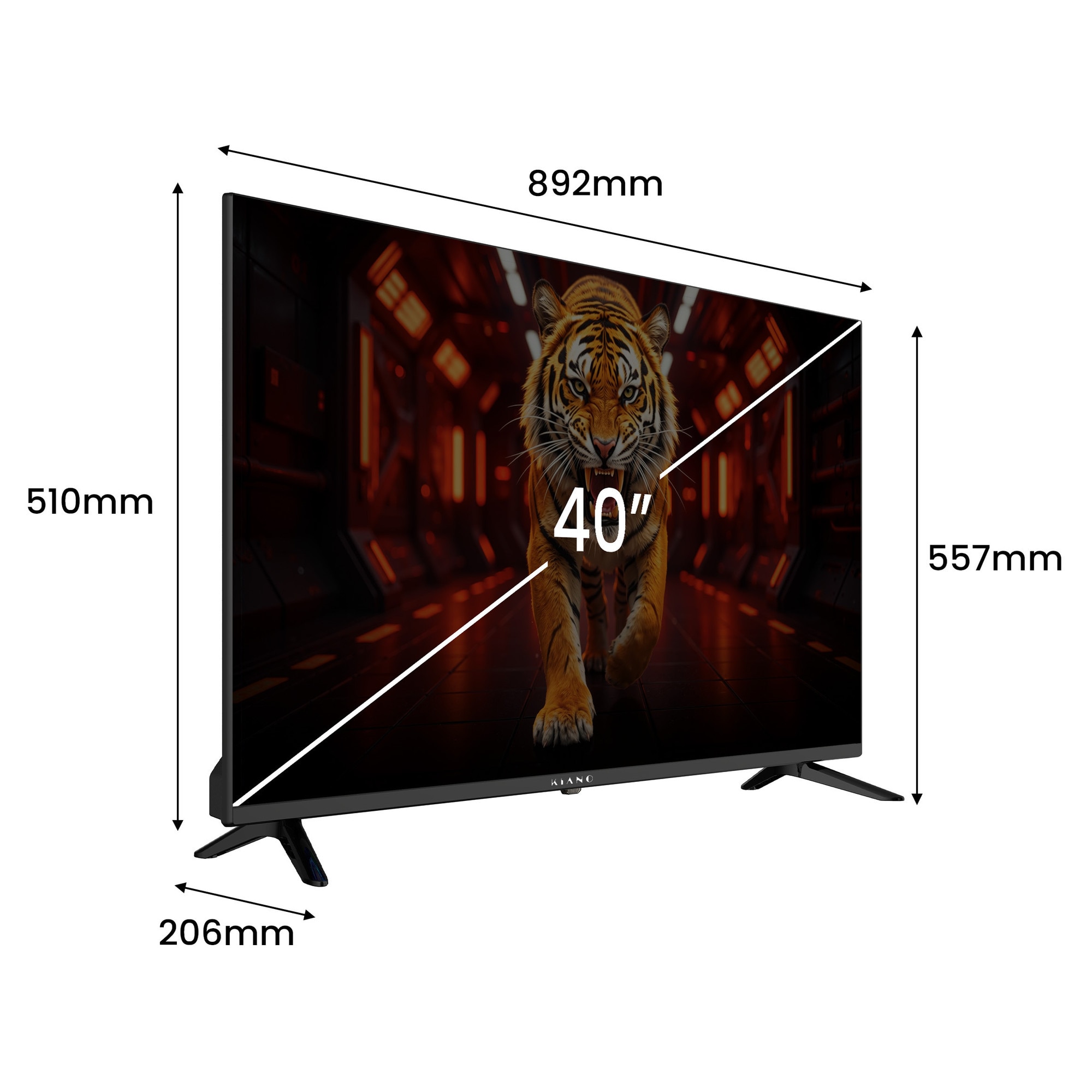 Televizor Smart LED Kiano Elegance 40FHD, 100 cm (40 inch), Full HD 1080p, Tizen OS Powered by Samsung, Wi-Fi, Gaming Cloud GeForce NOW, Dolby Audio, Samsung TV Plus, 3x HDMI, 2x USB