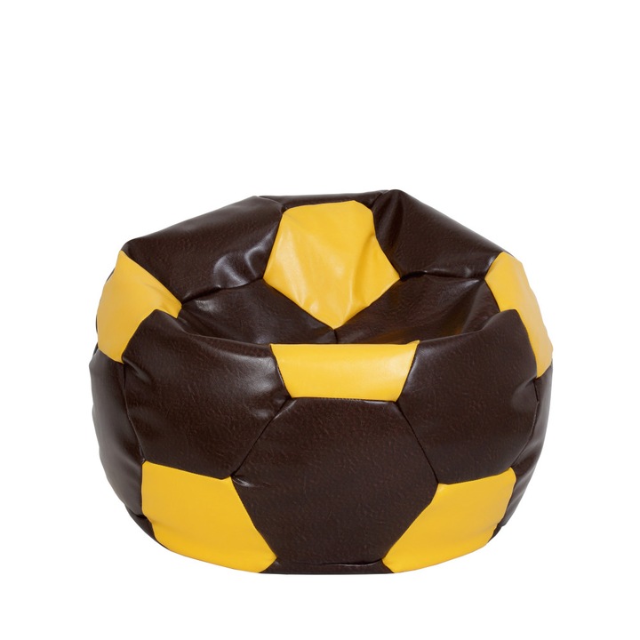 Fotoliu puf Mondo Ball - imitatie piele - maro/galben