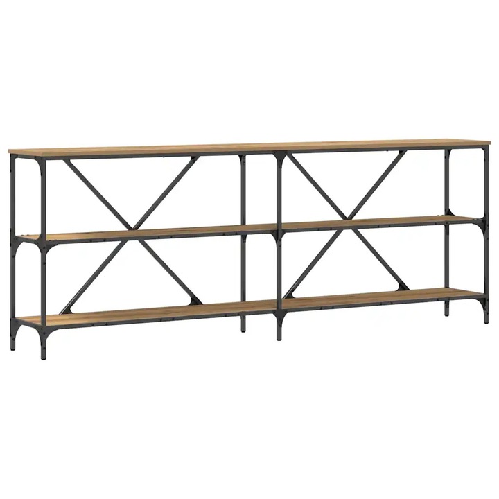 Masa de consola vidaXL, Stejar artizanal 200 x 30 x 75 cm Lemn compozit