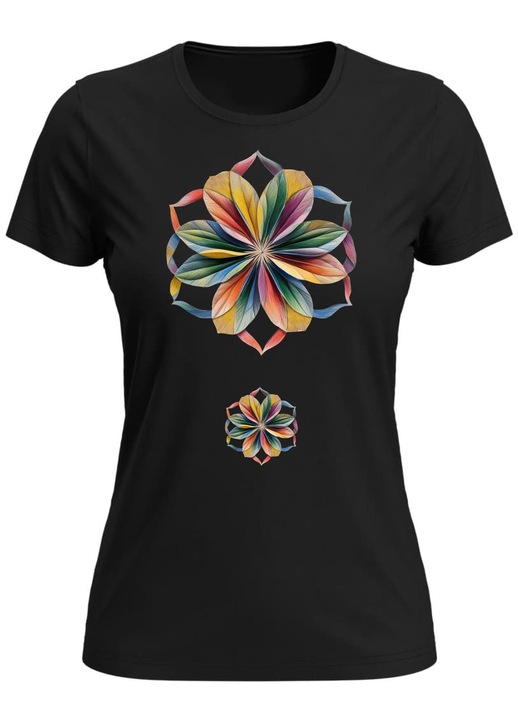 Tricou Floarea Vietii, femei, neagru