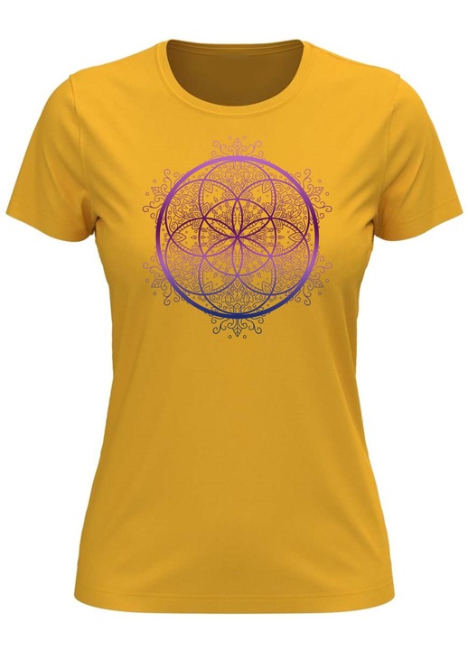 Tricou Floarea Vietii 2, femei, galben