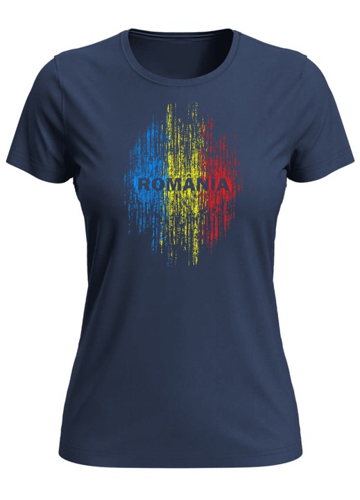 Tricou Romania Tricolor, femei, bleumarin