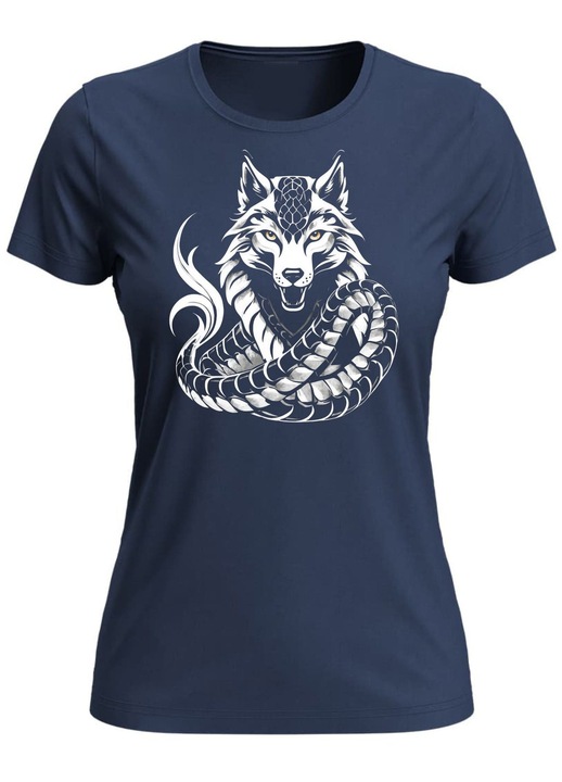 Tricou Lup Dacic incolacit, femei, bleumarin