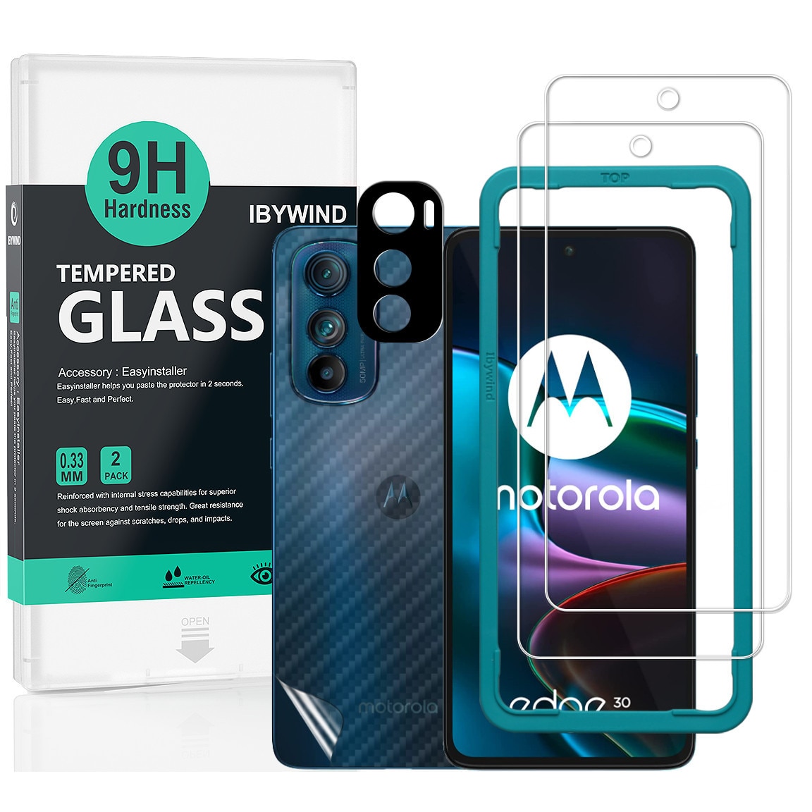 Folie Sticla Ibywind pentru Motorola Edge 30 5G, Pachet 2, Sticla Securizata, protectie pentru obiectiv, Montaj Usor, Duritate Militara, Ultra HD, Anti Zgarieturi, Anti Socuri