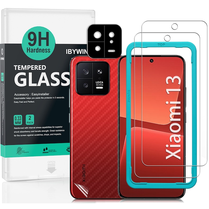 Folie Sticla Ibywind pentru Xiaomi 13 5G, Pachet 2, Sticla Securizata, protectie pentru obiectiv, Montaj Usor, Duritate Militara, Ultra HD, Anti Zgarieturi, Anti Socuri