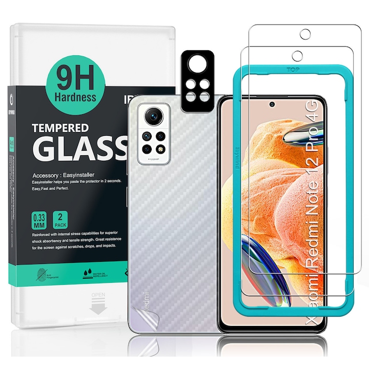 Folie Sticla Ibywind pentru Xiaomi Redmi Note 12 Pro 4G, Pachet 2, Sticla Securizata, protectie pentru obiectiv, Montaj Usor, Duritate Militara, Ultra HD, Anti Zgarieturi, Anti Socuri