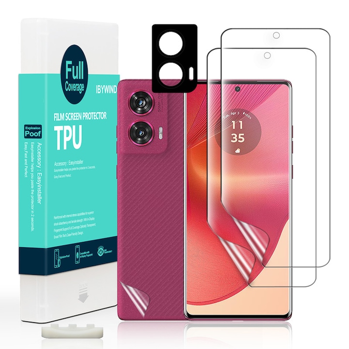 Folie Sticla Ibywind pentru Motorola Edge 50 Fusion 5G, Pachet 2, TPU, protectie pentru obiectiv, Montaj Usor, Ultra HD, Anti Zgarieturi, Anti Socuri