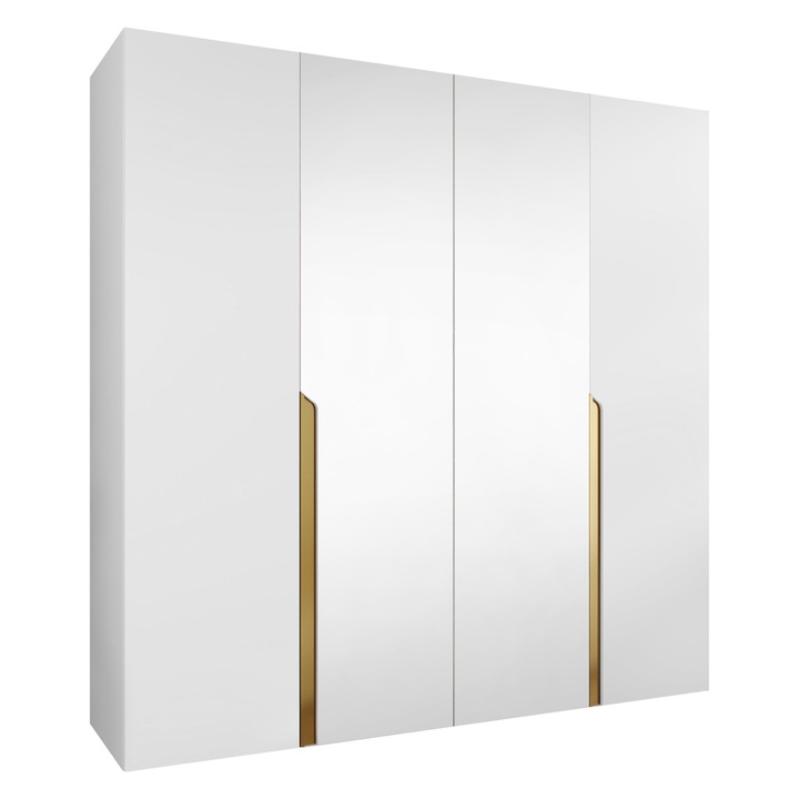 Dulap cu oglinda Frokow 2 200 MIRJAN 24 alb + auriu, 52x200x202 cm