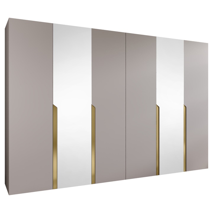 Dulap cu oglinda Frokow 2 300 MIRJAN 24 casmir + auriu, 52x300x202 cm