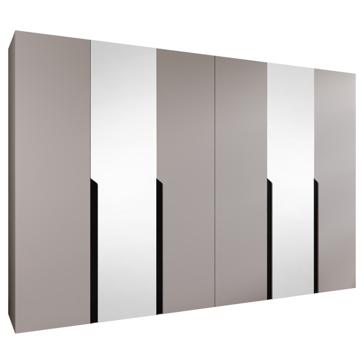 Dulap cu oglinda Frokow 2 300 MIRJAN 24 casmir + negru, 52x300x202 cm