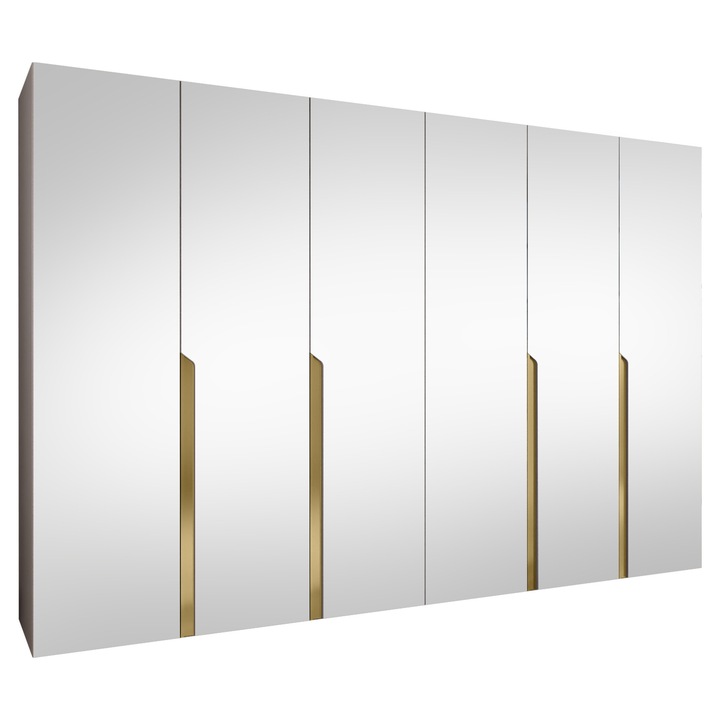 Dulap cu oglinda Frokow 3 300 MIRJAN 24 casmir + auriu, 52x300x202 cm