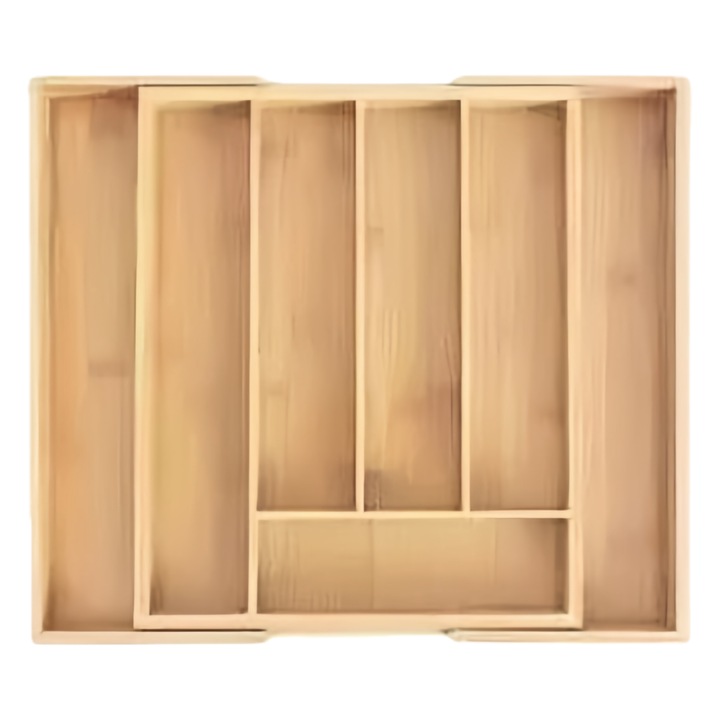 Cutie de depozitare extensibilă, 7 compartimente, UWOT, lemn, stil minimalist