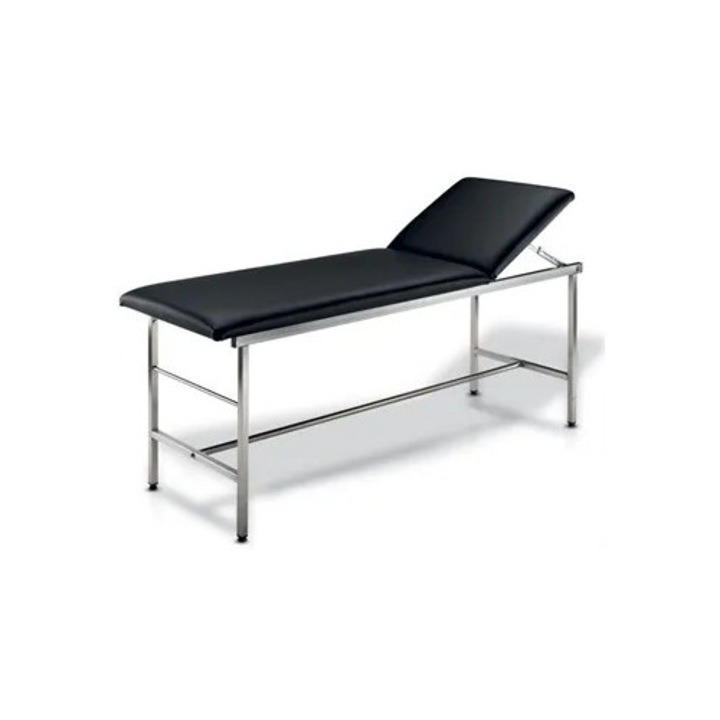Pat de examinare, Golden Protect, inox, spătar reglabil, 177x60x75cm, argintiu