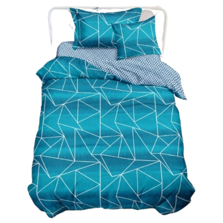 Lenjerie de pat, 1 persoana, fara elastic, 140X200, cm, Imprimeu geometric