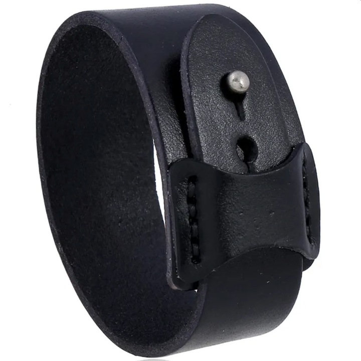 Bratara barbatesca IZMAEL RA-34340, piele ecologica, neagra, 25cm