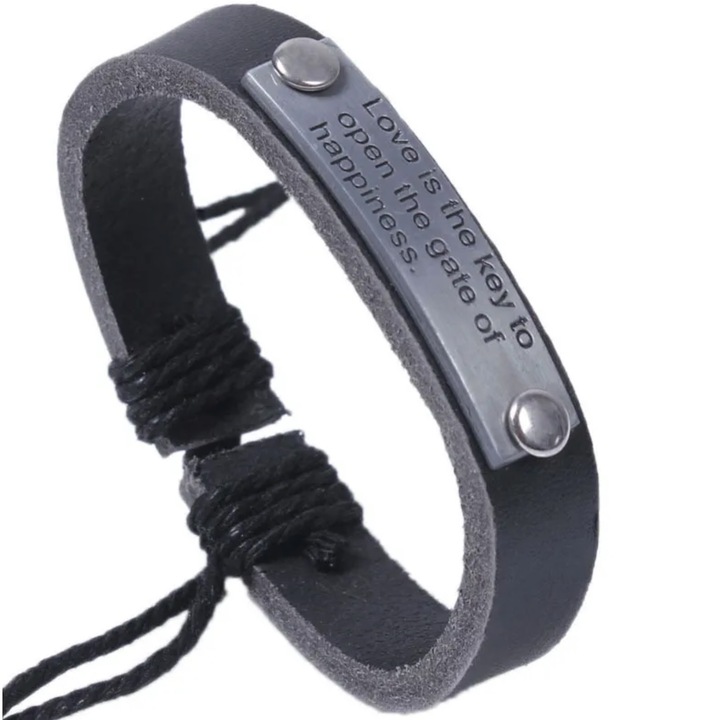 Bratara barbatesca, IZMAEL, CI-34457, neagra, piele ecologica, ajustabila