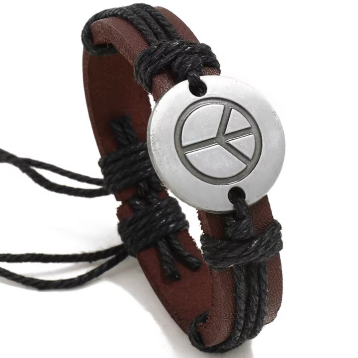 Bratara IZMAEL, Maro/Negru, Piele ecologica, Pe incheietura