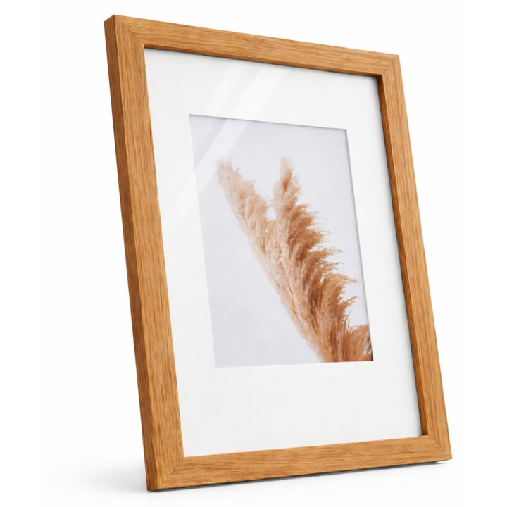 Rama Foto 21x30 cm, Marvit, MDF cu Plexiglass, Culoare Lemn Natural, Design Modern, Montaj Vertical/Orizontal