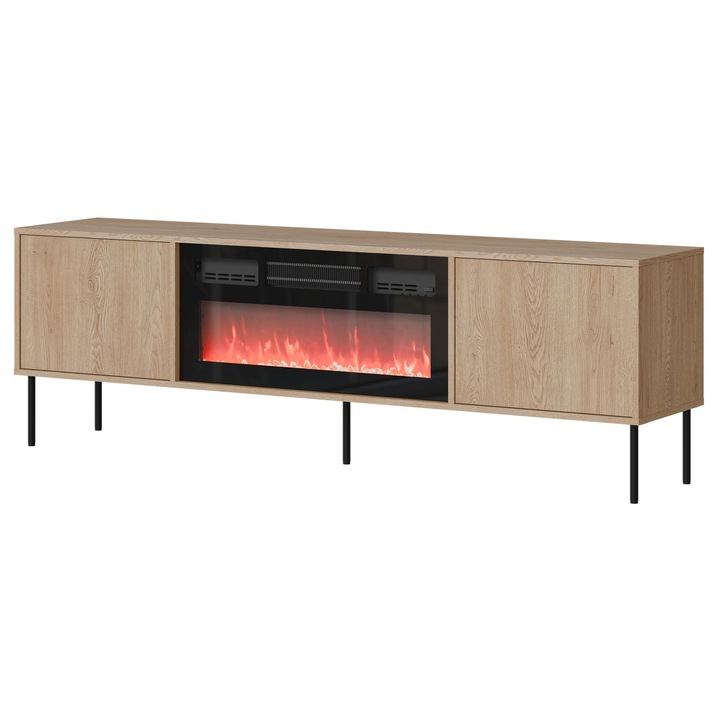 Comoda TV Tugba 180 2D EF cu semineu, MIRJAN 24, stejar cremona, 40x183x60 cm