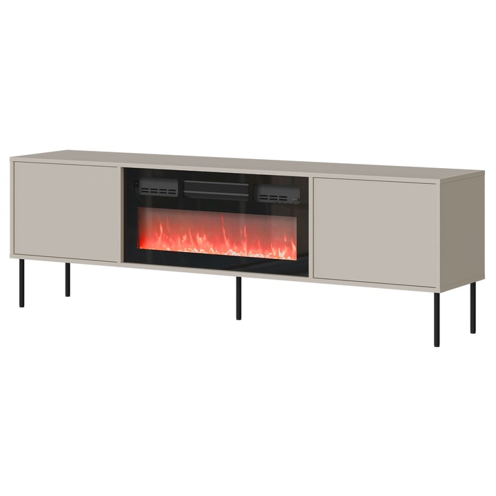 Comoda TV Tugba 180 2D EF cu semineu, MIRJAN 24, casmir, 40x183x60 cm