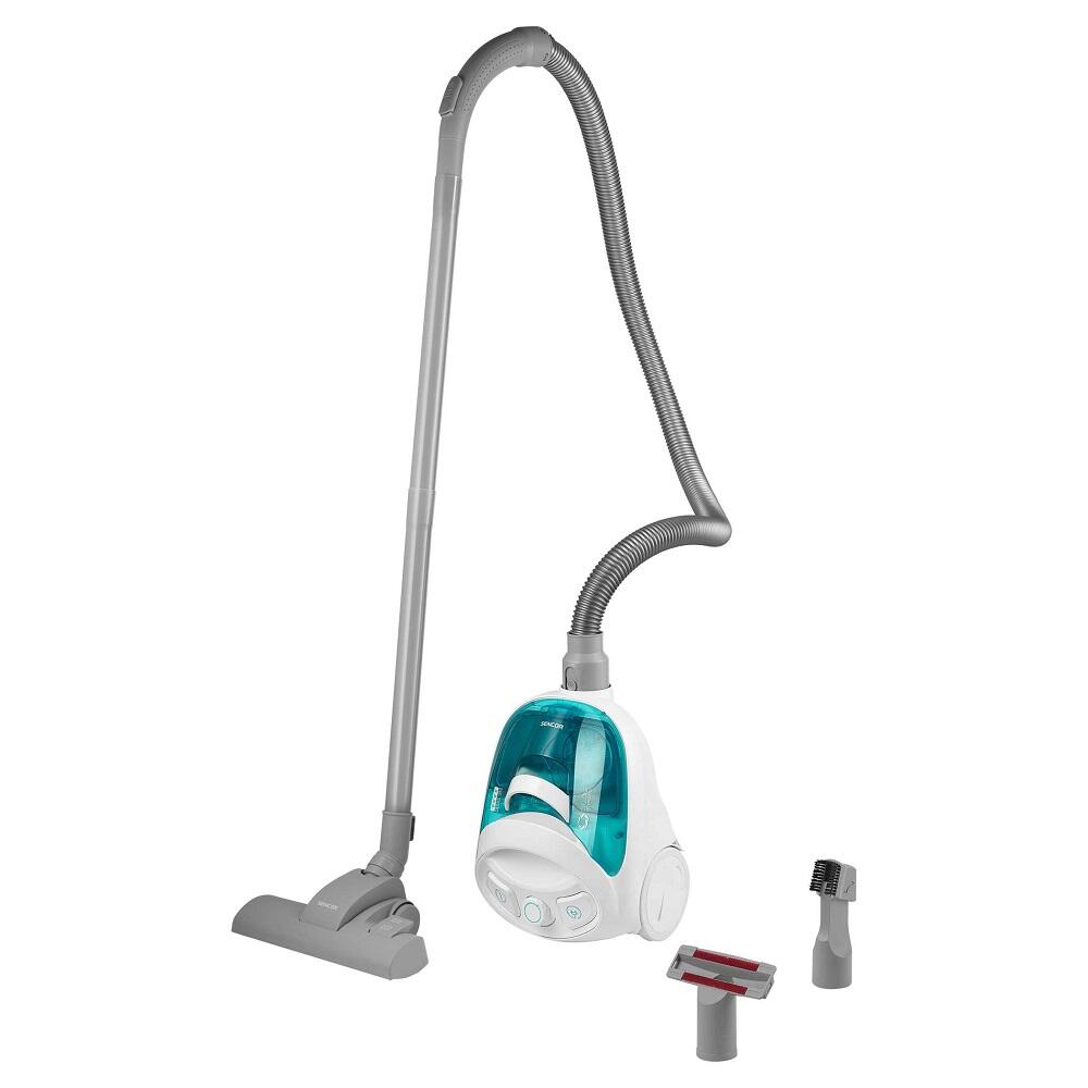 Aspirator Sencor fără sac, 800 W, capacitate 1,5 l, Cyclone cu filtre EPA E12, alb/albastru, 21x32x25 cm