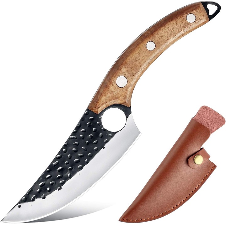 Cutit de bucatarie IZMAEL OK-18423, otel carbon, maner lemn, maro, 27.3cm