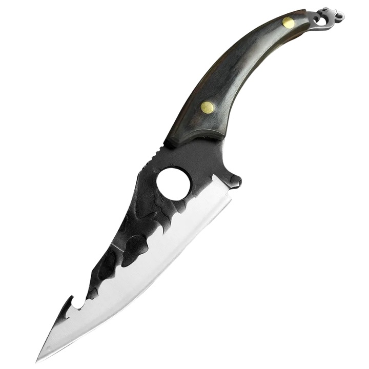 Cutit de bucatarie IZMAEL NE-25838, otel inoxidabil, 15, 7cm, argintiu-negru cu maner maro-negru