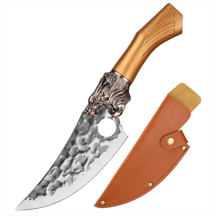 Cutit de bucatarie IZMAEL MA-27638, otel inoxidabil, maro, 30cm, teaca inclusa