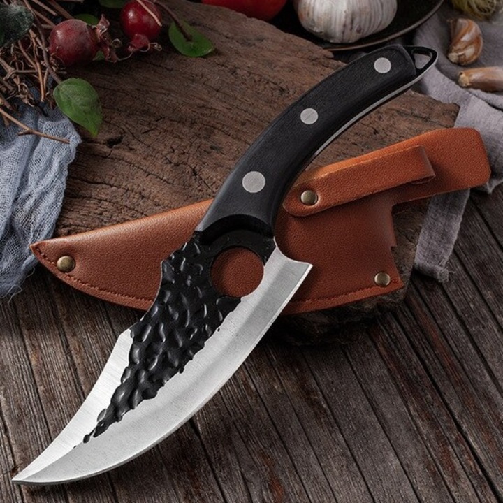 Cutit de bucatarie IZMAEL KA-18426, otel carbon, maner lemn, negru, 27, 3cm, 15, 5cm