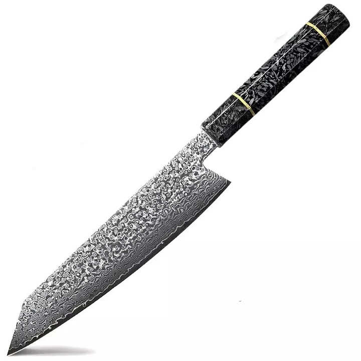 Cutit de bucatarie IZMAEL KU-20112, otel VG-10, 67 straturi, argintiu cu maner negru, 36x20.5cm