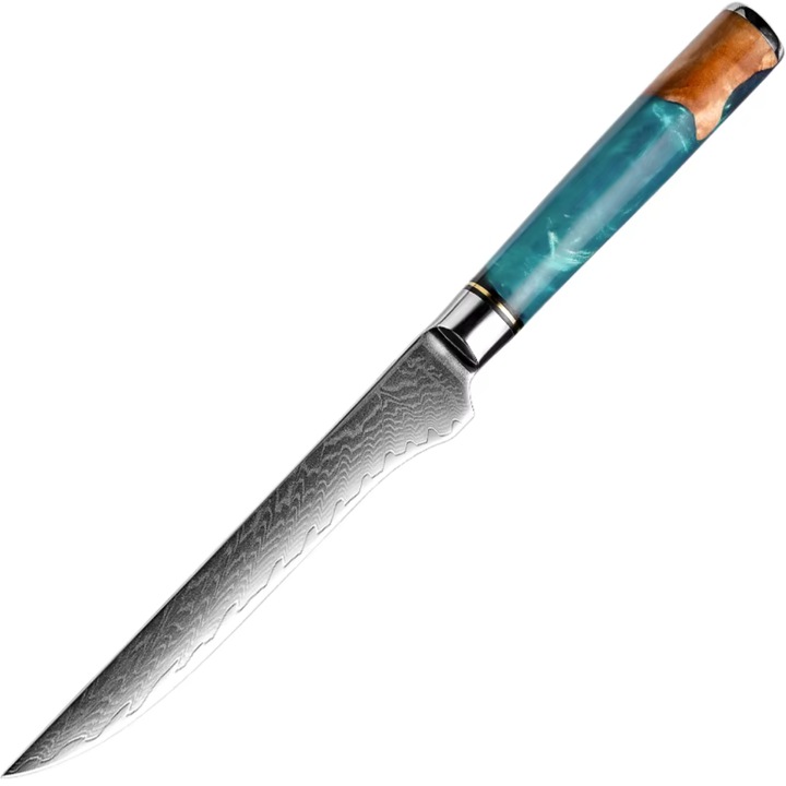Cuțit de bucătărie damasc IZMAEL SH-39326 Boning, 14cm, albastru-maro