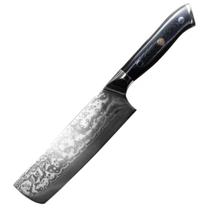 Cutit de bucatarie Izmael, Small Cleaver, otel VG-10, argintie cu maner negru, lungime lama 15, 5 cm