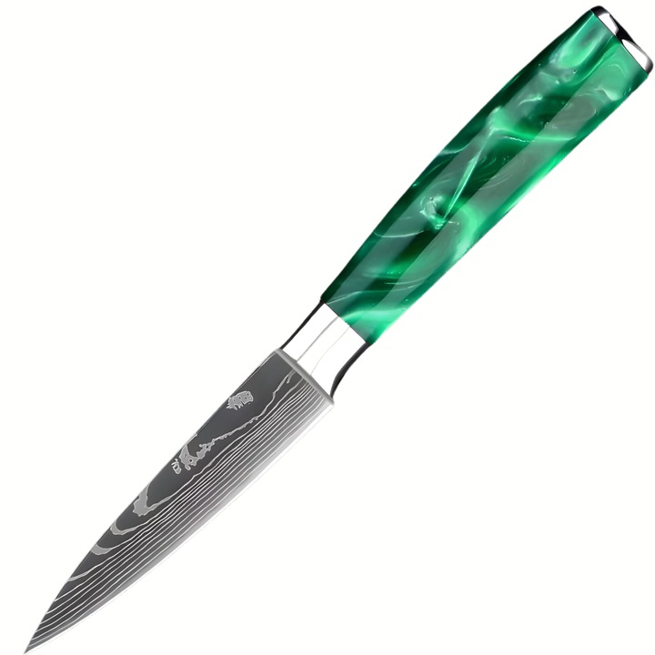Cutit de bucatarie IZMAEL Paring, argintie cu maner verde, 20cm, lama 8.5cm
