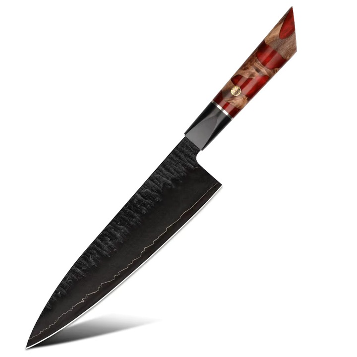 Cutit de bucatarie IZMAEL EN-37396, rosu/maro, lungime lama 21.3cm, ergonomic