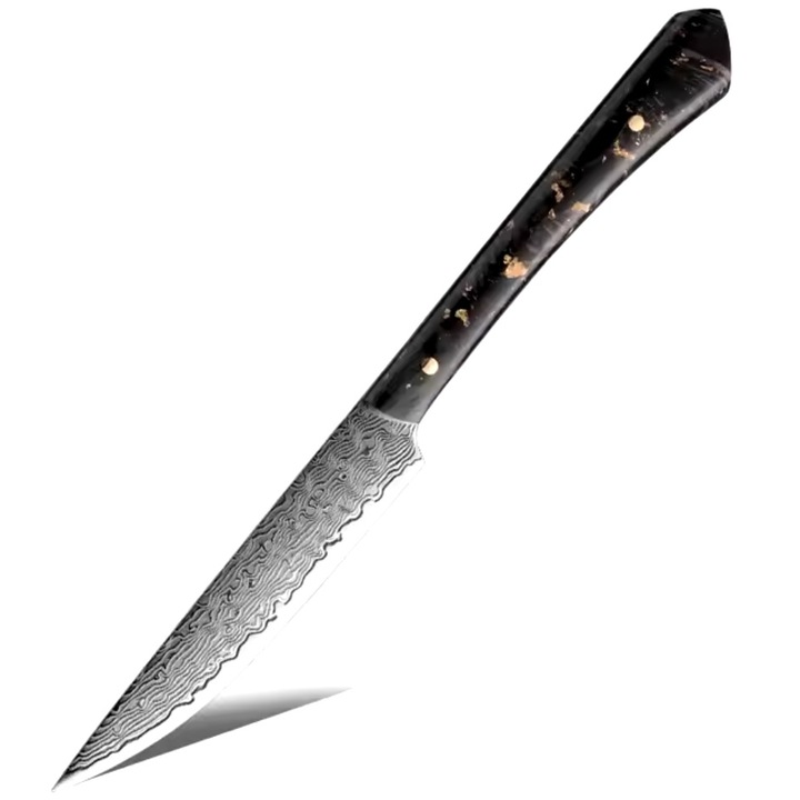 Cutit de bucatarie IZMAEL damasc UT-35148, 9, 8cm lama, maner negru-auriu