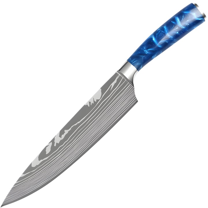 Cutit de bucatarie IZMAEL, Chef, lama 20.3cm, albastru, otel carbon