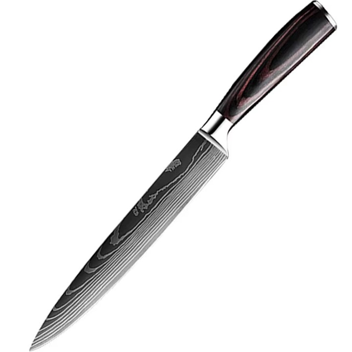 Cutit de bucatarie IZMAEL BL-38113, otel carbon, argintie cu maner verde, 33x20cm