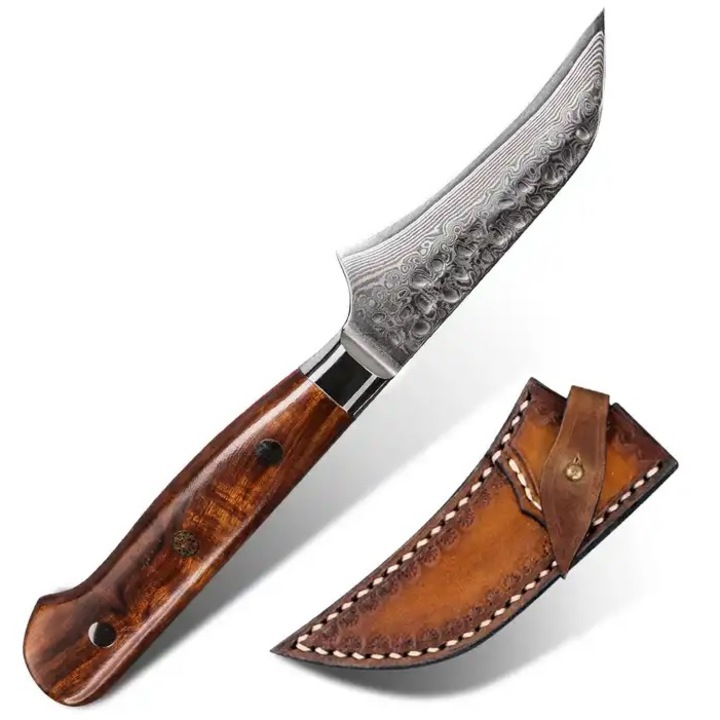 Cutit de bucatarie IZMAEL, model HARAHU MI-29023, otel damasc VG10, maner Ironwood, 20, 7cm, maro