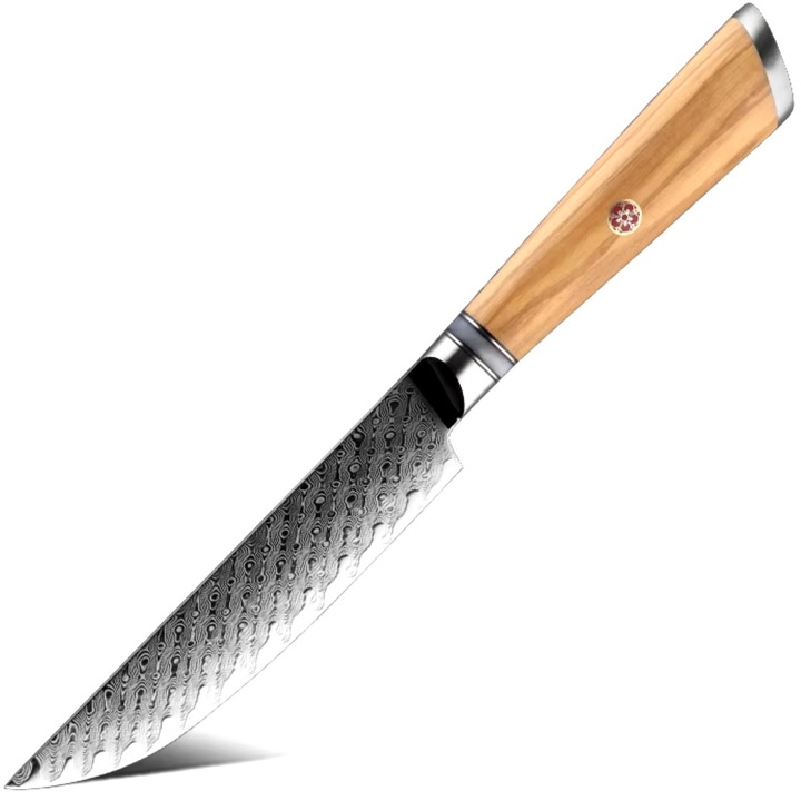 Cutit de bucatarie damascian IZMAEL HI-35067, otel VG-10, maner maro, 24, 5x13cm