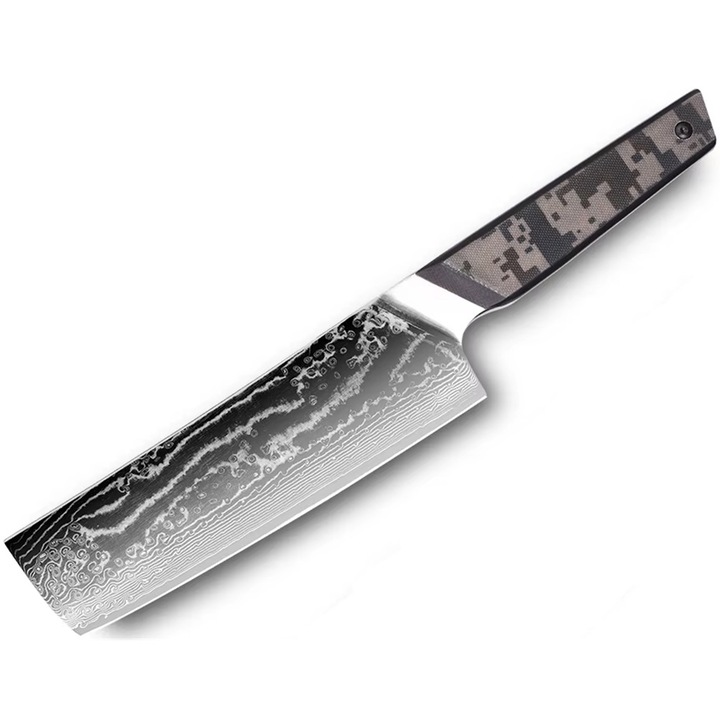 Cutit de bucatarie damasc IZMAEL Nakiri, negru/gri, 17.5cm