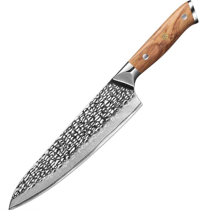 Cutit de bucatarie IZMAEL ZA-37483, otel damasc, ergonomic, maro, 34, 5x21, 2cm