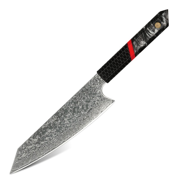 Cuțit de bucătărie damasc IZMAEL ZA-37452, negru/roșu, 31cm, lama 16cm