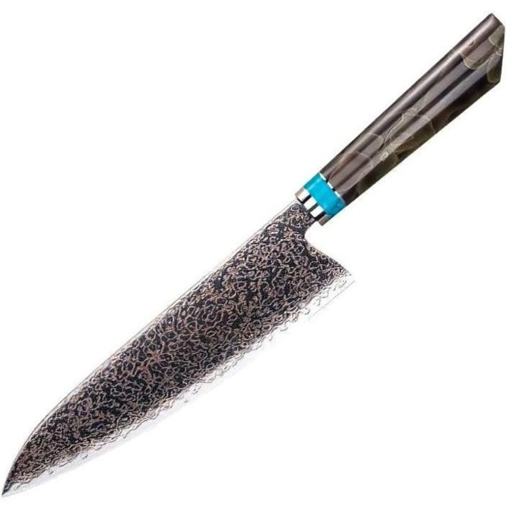 Cutit de bucatarie IZMAEL ZE-37411, damasc, marron/albastru, 21.3 cm