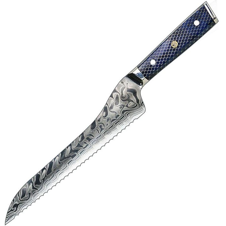 Cuțit de bucătărie damasc IZMAEL YU-37415, albastru, 25.5cm, cu model croco