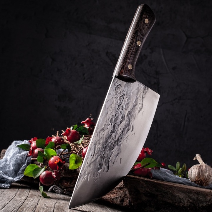 Satar de bucătarie IZMAEL, 19.8cm, otel carbon, maner lemn, maro