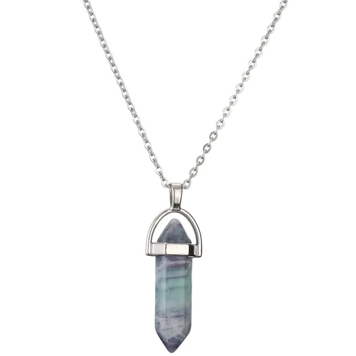 Colier IZMAEL AG-34124, Verde/Violet, 44cm, pandantiv 4x0, 9cm