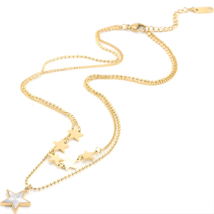 Colier IZMAEL, ME-38975, aurie, inox, 36, 5+5cm, 40cm