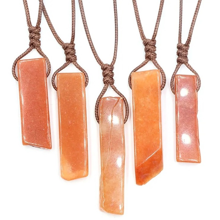 Colier IZMAEL Colorful Stone, piatră naturală, portocalie, lungime maximă 66cm