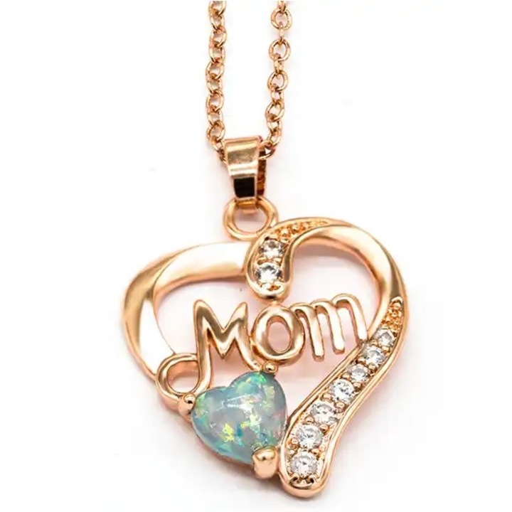 Colier IZMAEL LO-28910, Aur Roz/Albastru, 38cm, Pandantiv 2, 2x2cm